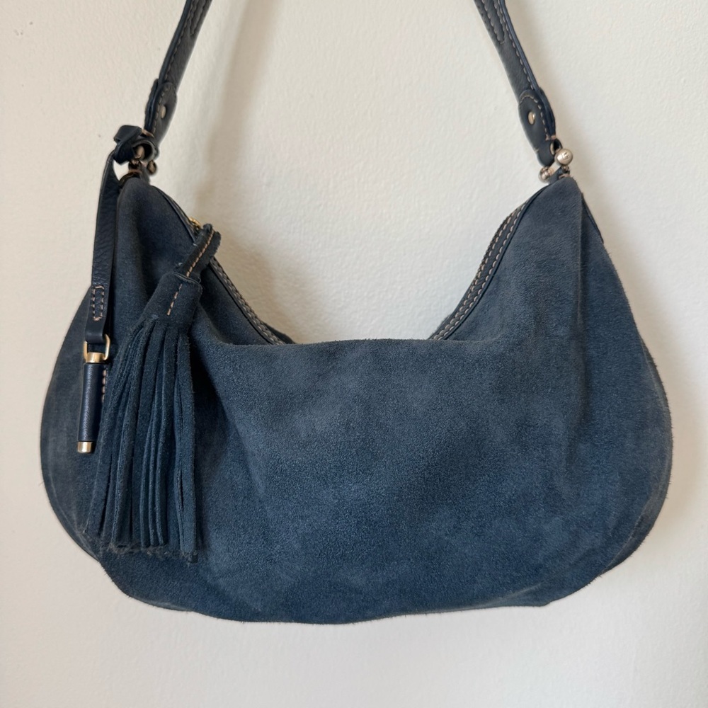 LC - Vintage Blue Suede Hobo Bag